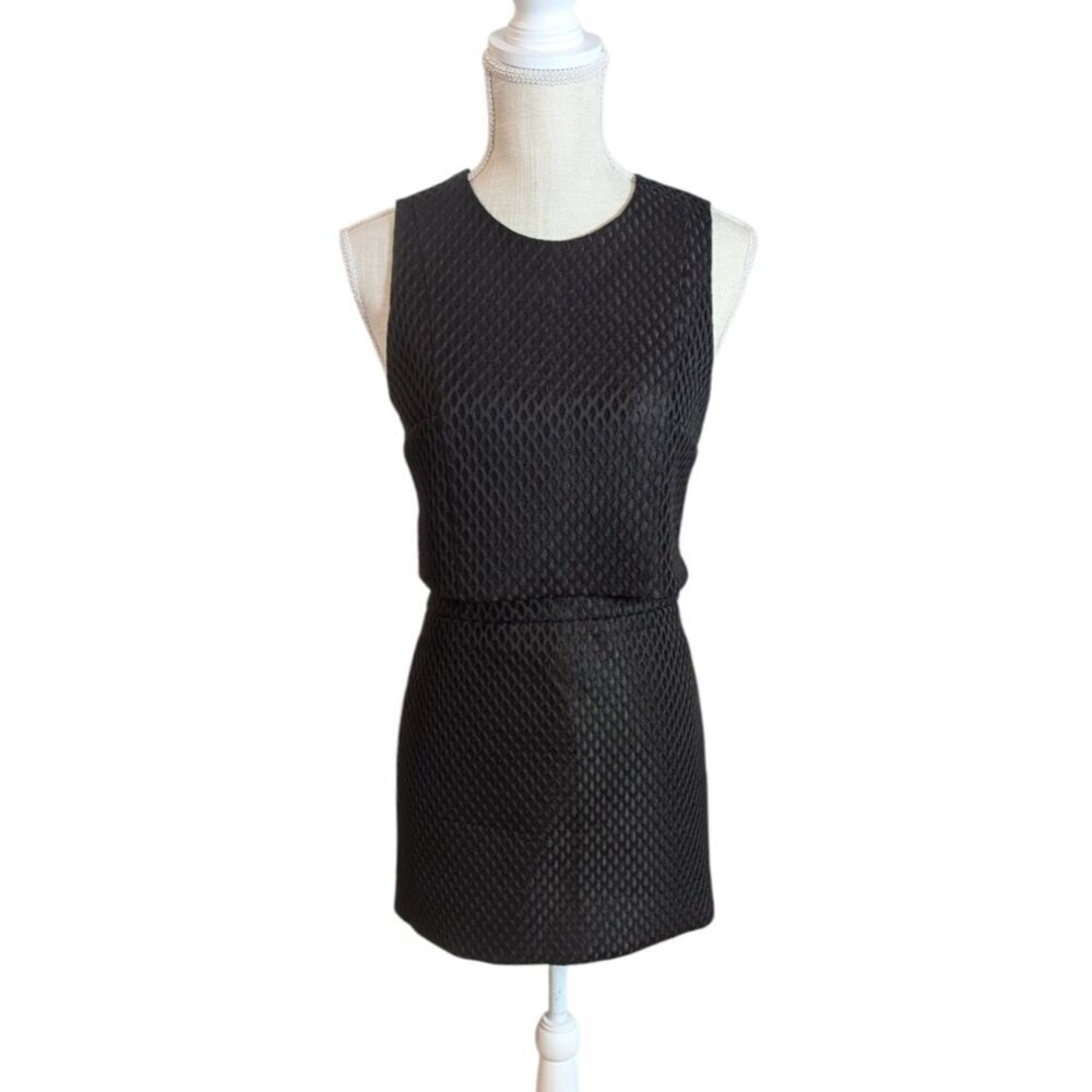 Express Black Geometric Mini Skirt Set with Blouse